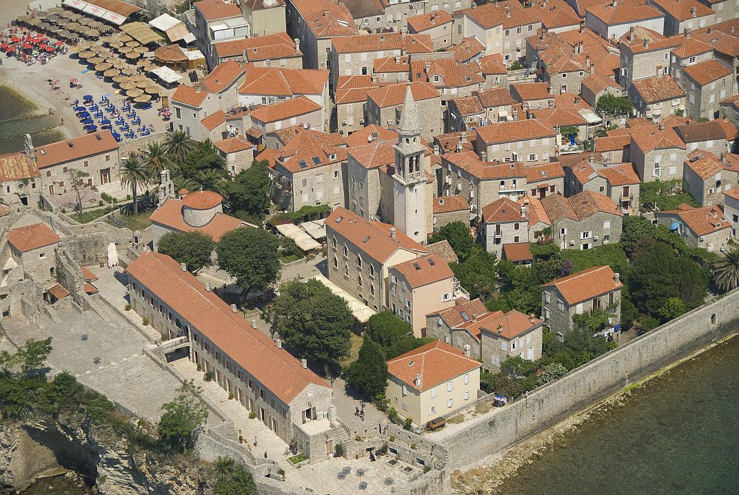 Aerial view of old Budva (Montenegro Tourist Office)